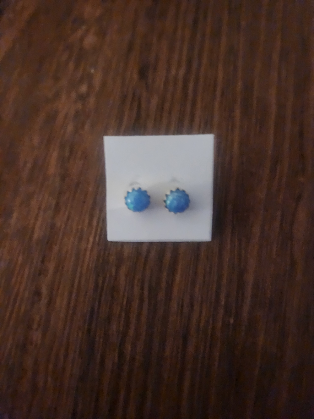 Blue Opal Round Stud Earrings - Linda Yazzie